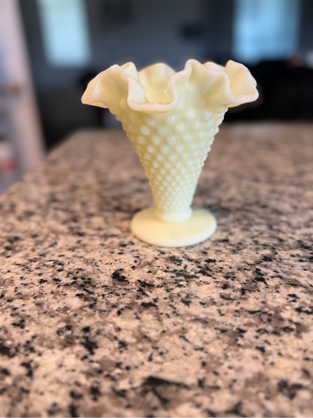 Fenton Hobnail custard Glass Vase